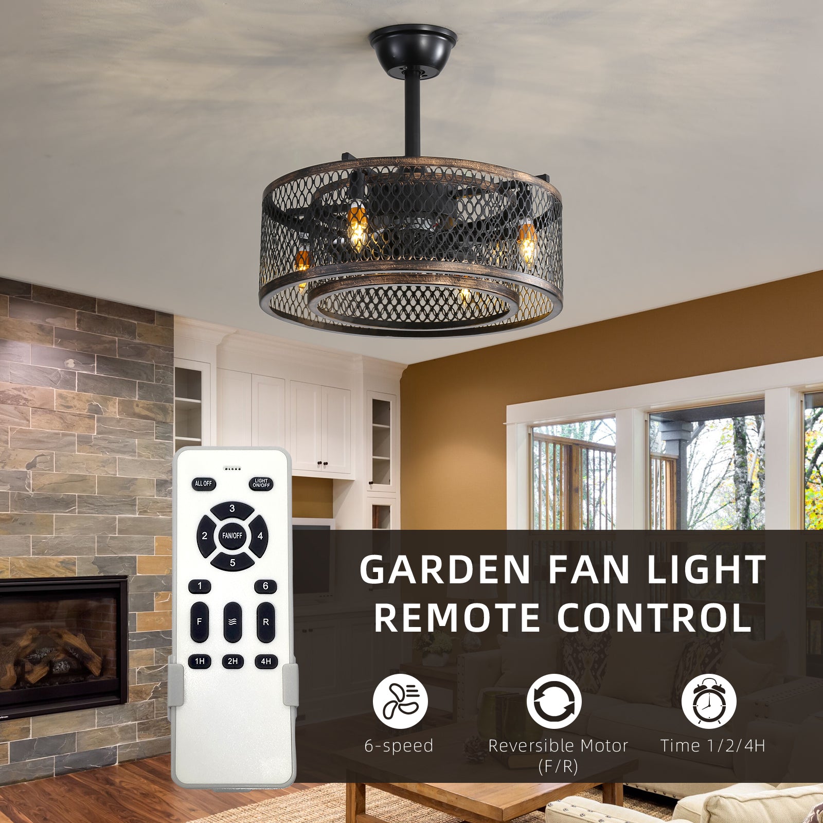 20 inch Caged Ceiling Fan with Lights by eprolo