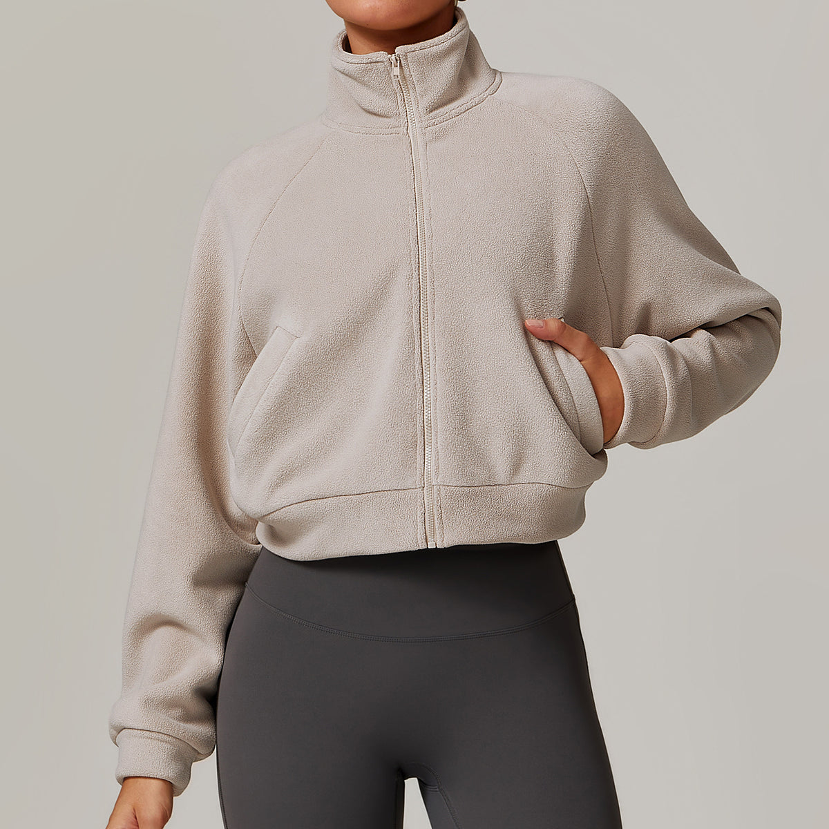 Stand up yoga suit, warm jacket, women's running windproof top with fleece sports and fitness jacket by eprolo