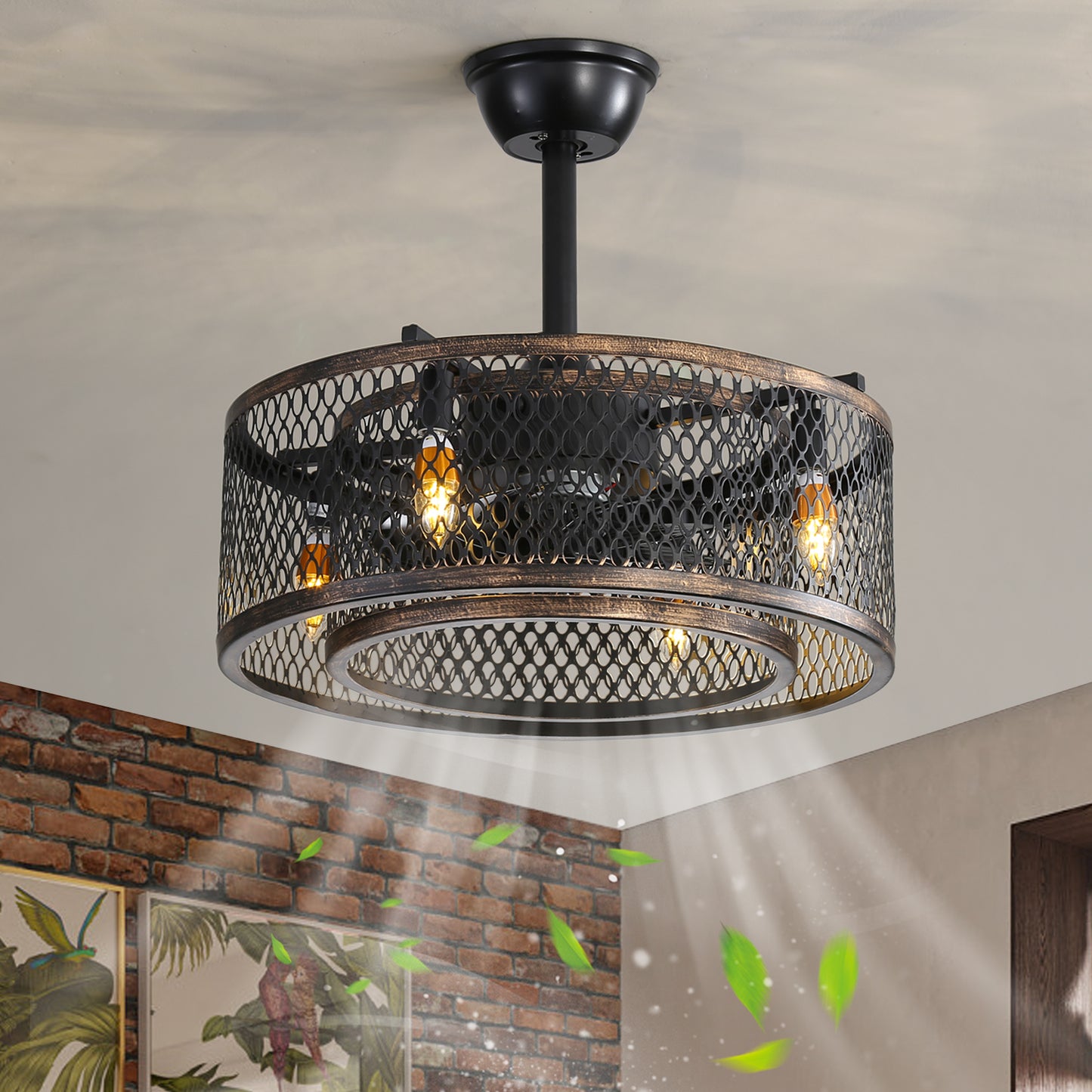 20 inch Caged Ceiling Fan with Lights by eprolo