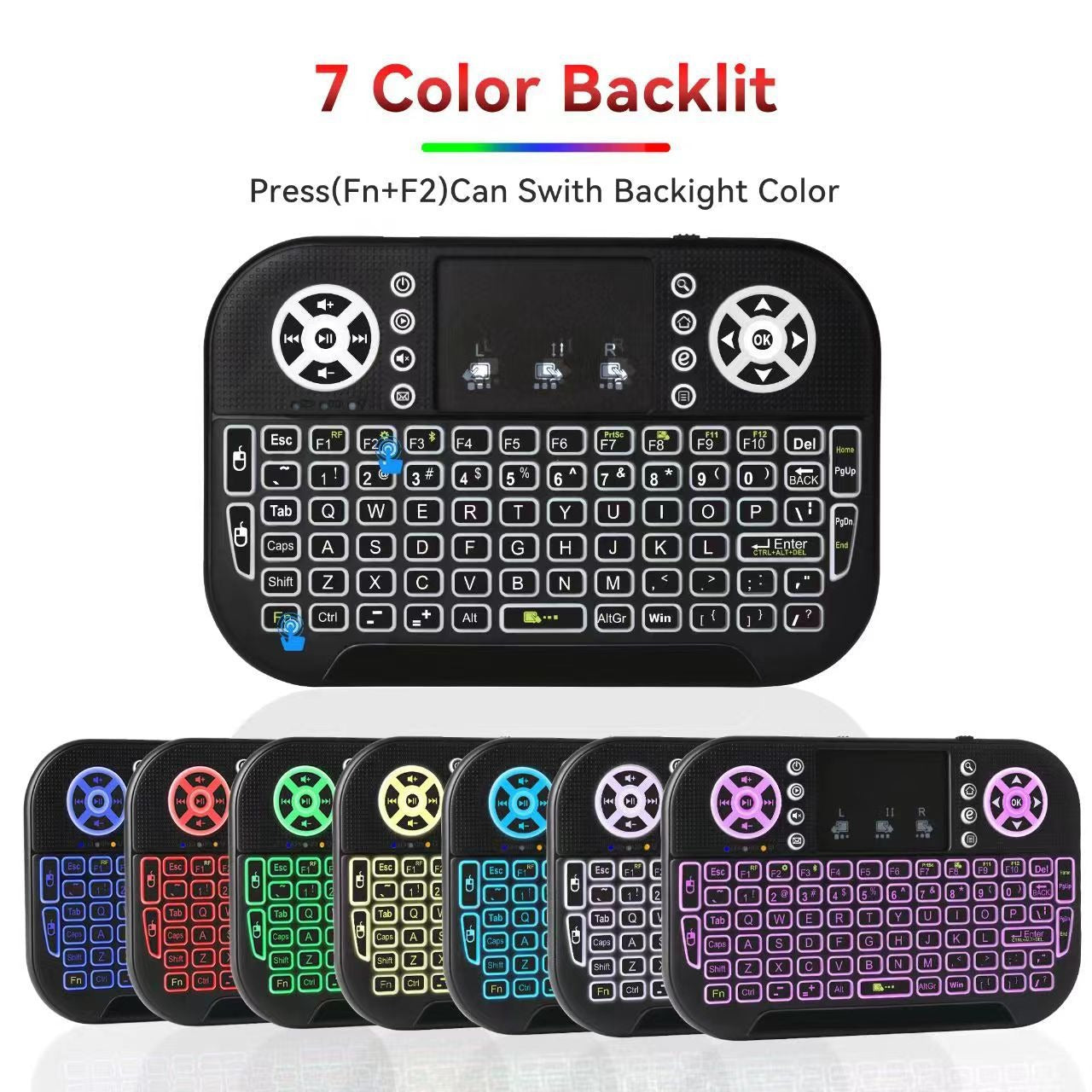 N8 Air Mini Flying Mouse Keyboard RGB Colorful Backlit Small Keyboard Smart TV Remote Control Portable by eprolo