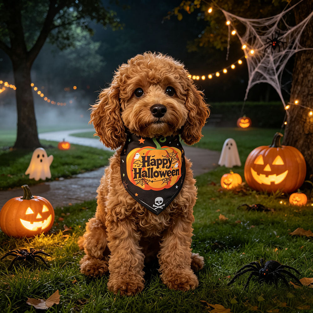 Halloween Pet Bandana Printed Dog Scarf Cat Neckwear by eprolo