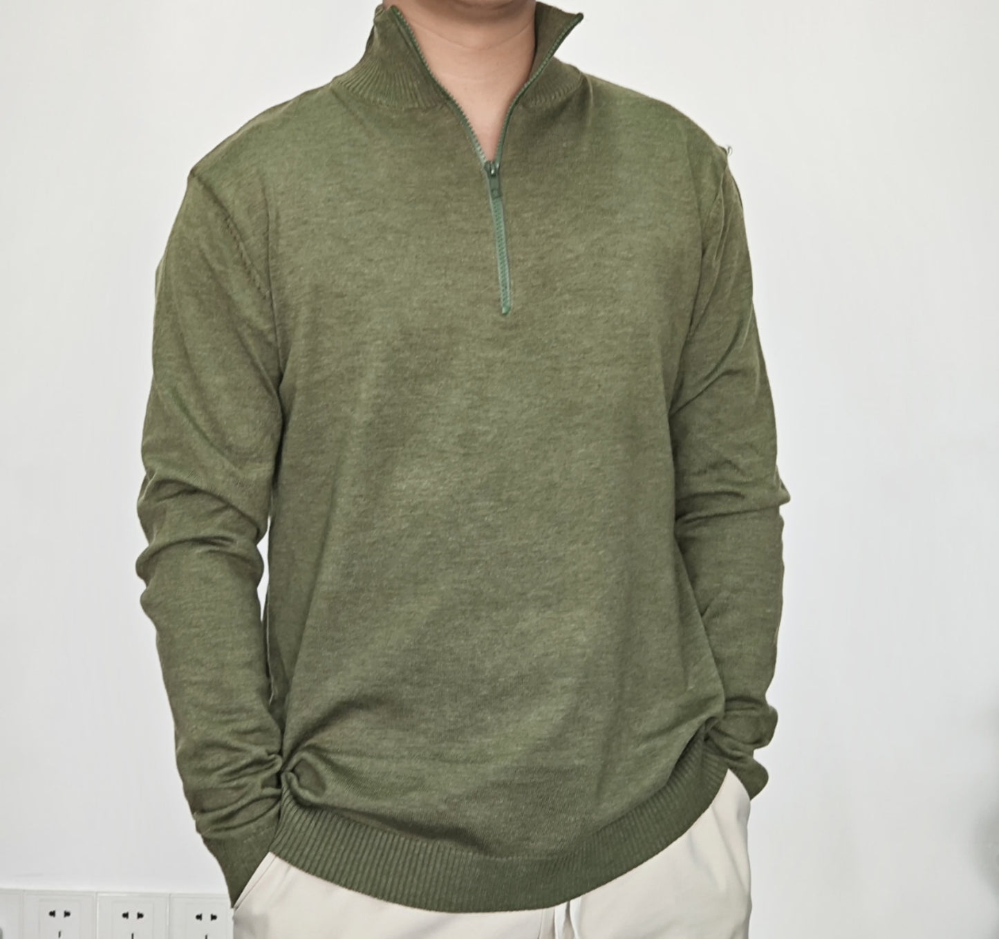 Men's Zipper Stand up Collar Sweater Wool Men's Warm Sweater by eprolo