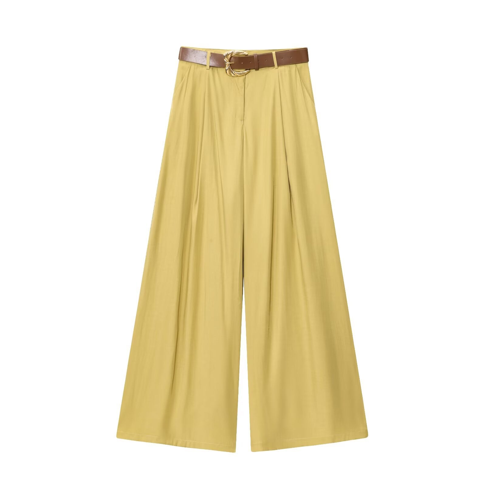 Comes with waistband silk satin wide leg pants