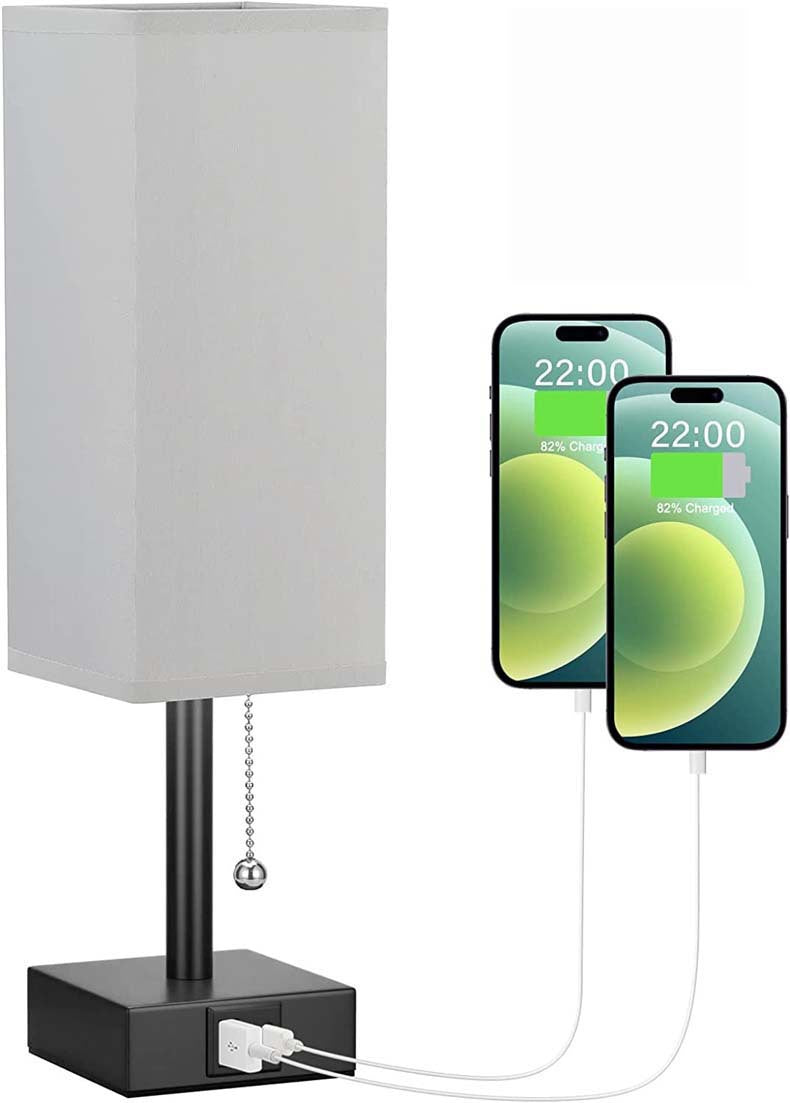 Linen 90 square desk lamp zipper switch three color temperature variable light A+C USB charging by eprolo