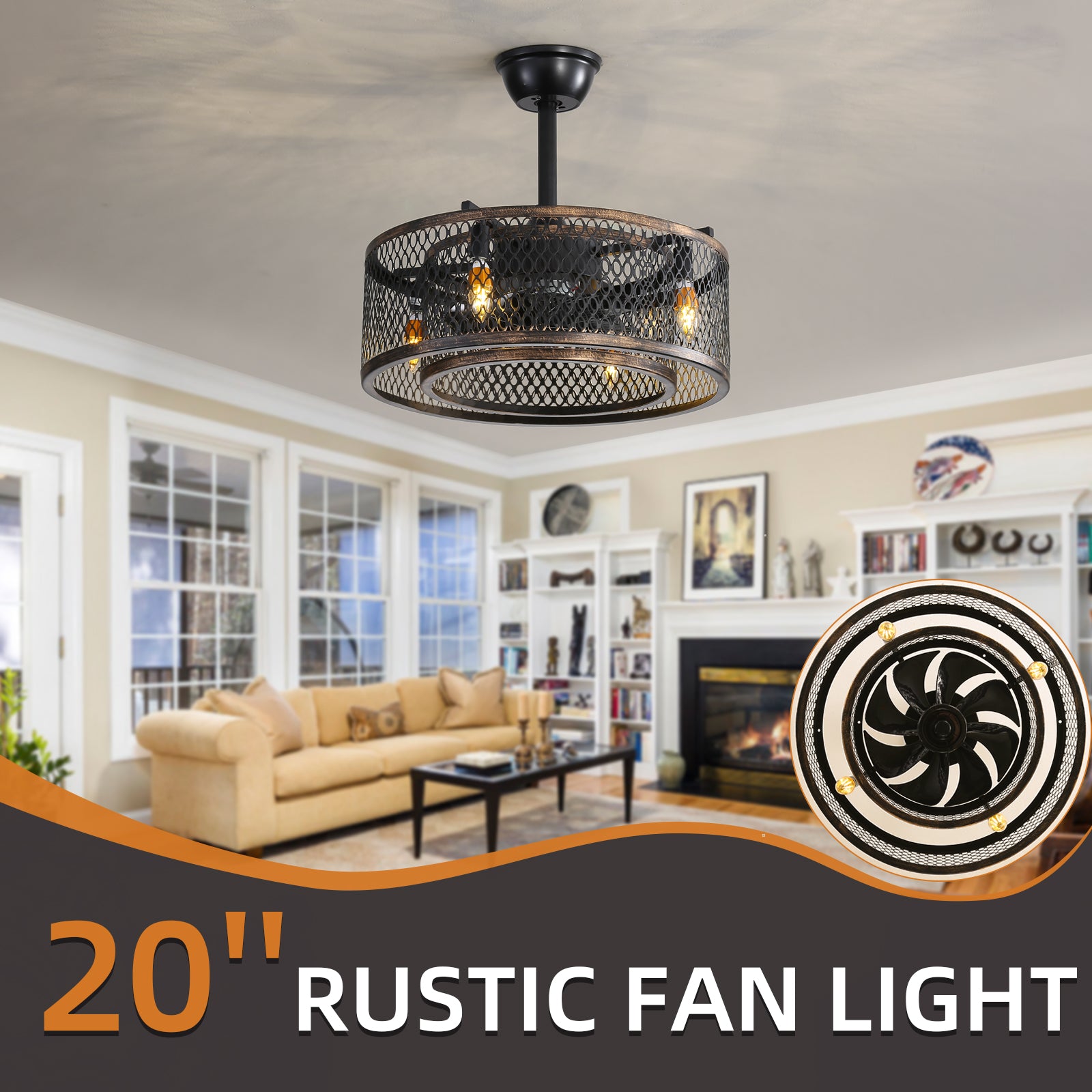 20 inch Caged Ceiling Fan with Lights by eprolo