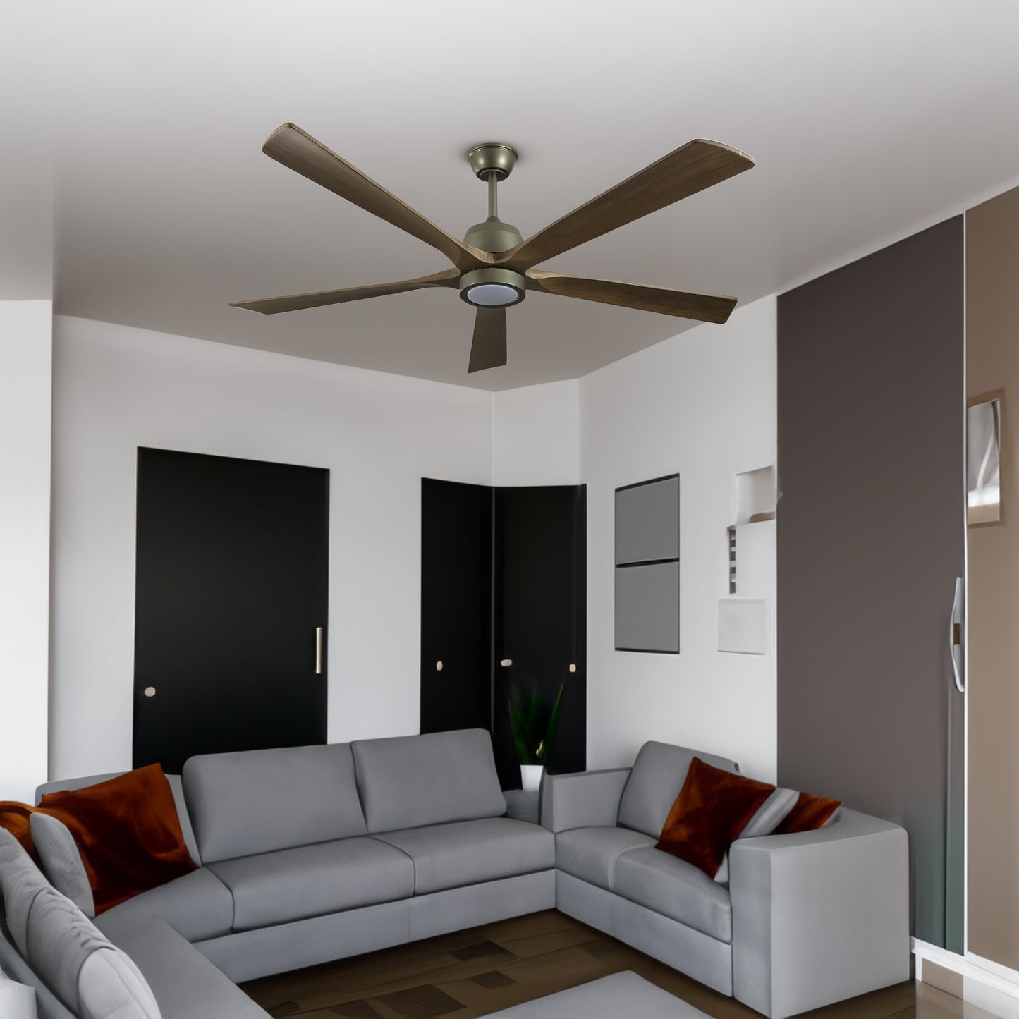 60 "modern wooden ceiling fan with lighting and remote control, 6-speed noiseless reversible DC motor ceiling fan by eprolo