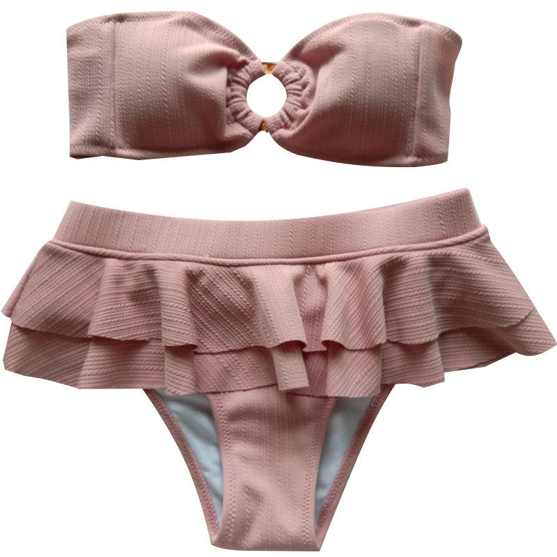 Swimwear European and American sexy swimsuit new women's pink strapless split swimsuit Amazon bikini by eprolo