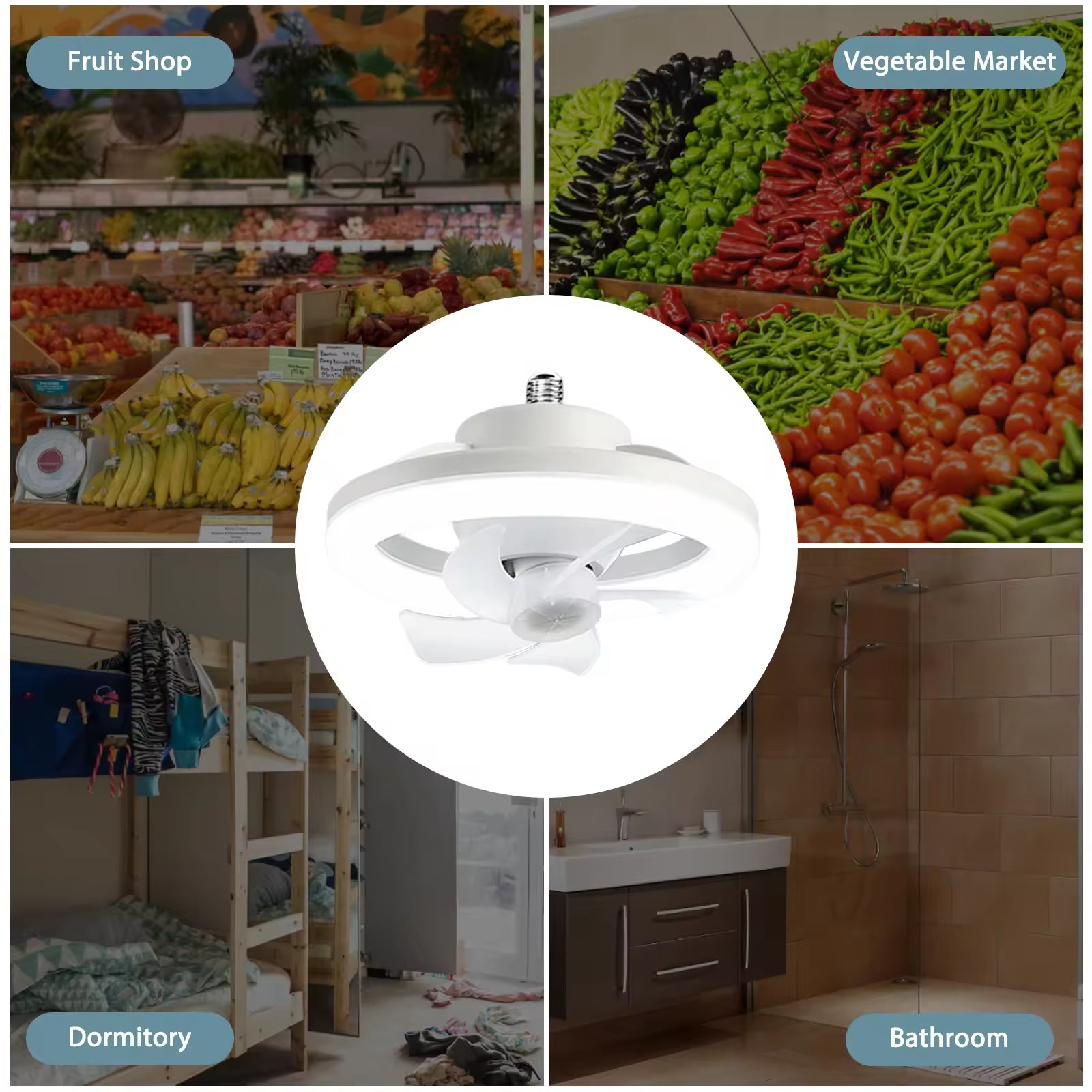 360 Rotating 48W Ceiling Fan E27 With Led Light And Remote Control 360 Rotation Cooling Electric fan Lamp Chandelier For Room Home Decor by eprolo