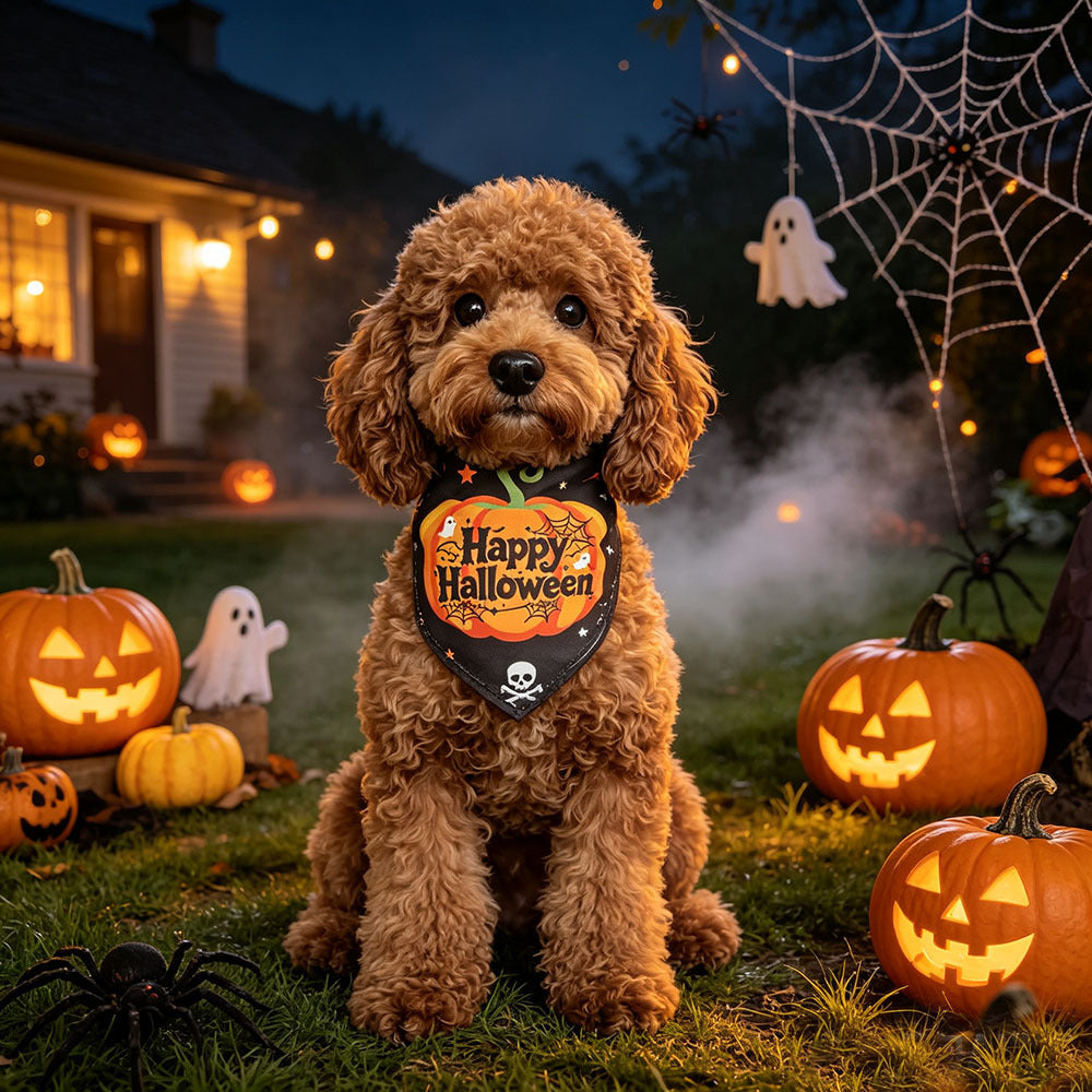 Halloween Pet Bandana Printed Dog Scarf Cat Neckwear by eprolo
