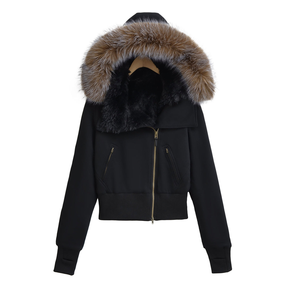 Hooded fur collar warm jacket by eprolo