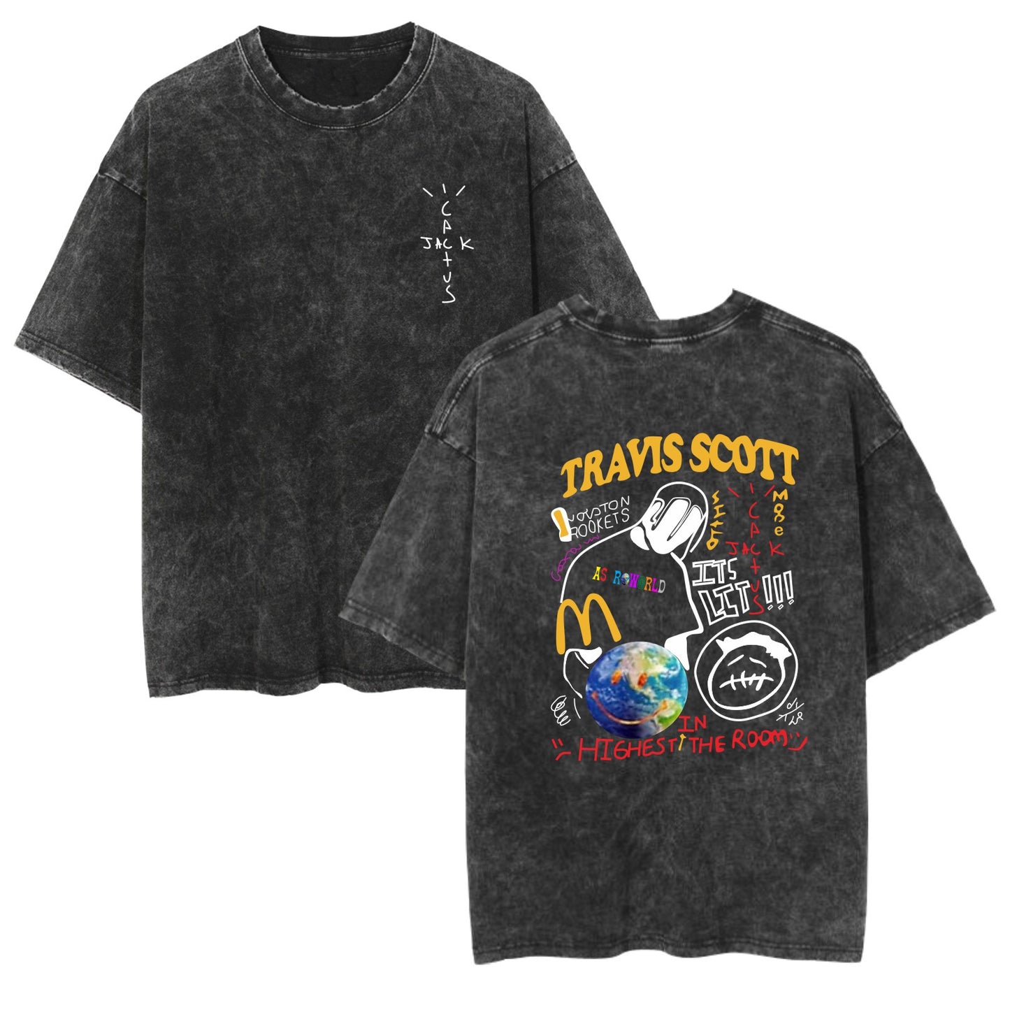 Rap Singer Washed Retro Short Sleeve Fan Commemorative T-Shirt by eprolo