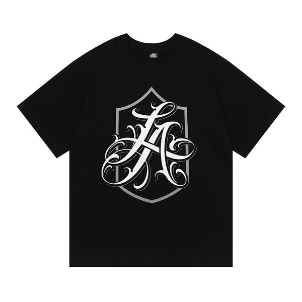 Flower tattoo letter printed short sleeved t-shirt by eprolo