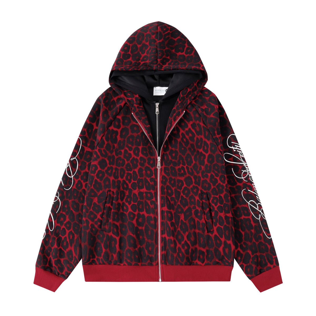 Hooded Zipper Unisex Handwritten Embroidery Zip-Up Hoodie Cardigan by eprolo