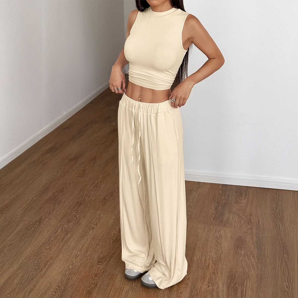 Sleeveless vest wide leg pants set women's clothing by eprolo
