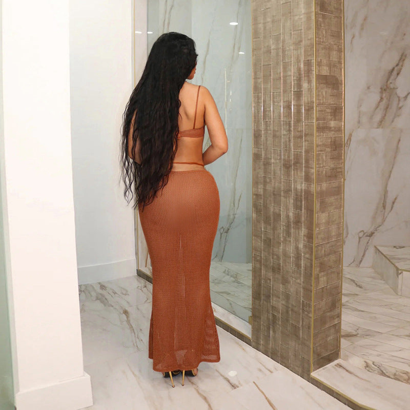 Fashion Bikini Set with Sheer Cut-Out Bodycon Skirt for Women