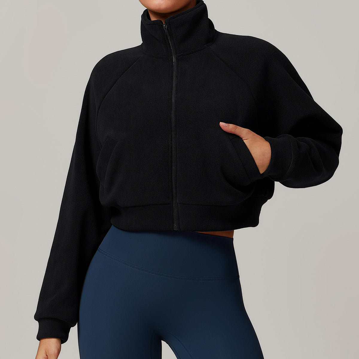 Stand up yoga suit, warm jacket, women's running windproof top with fleece sports and fitness jacket by eprolo