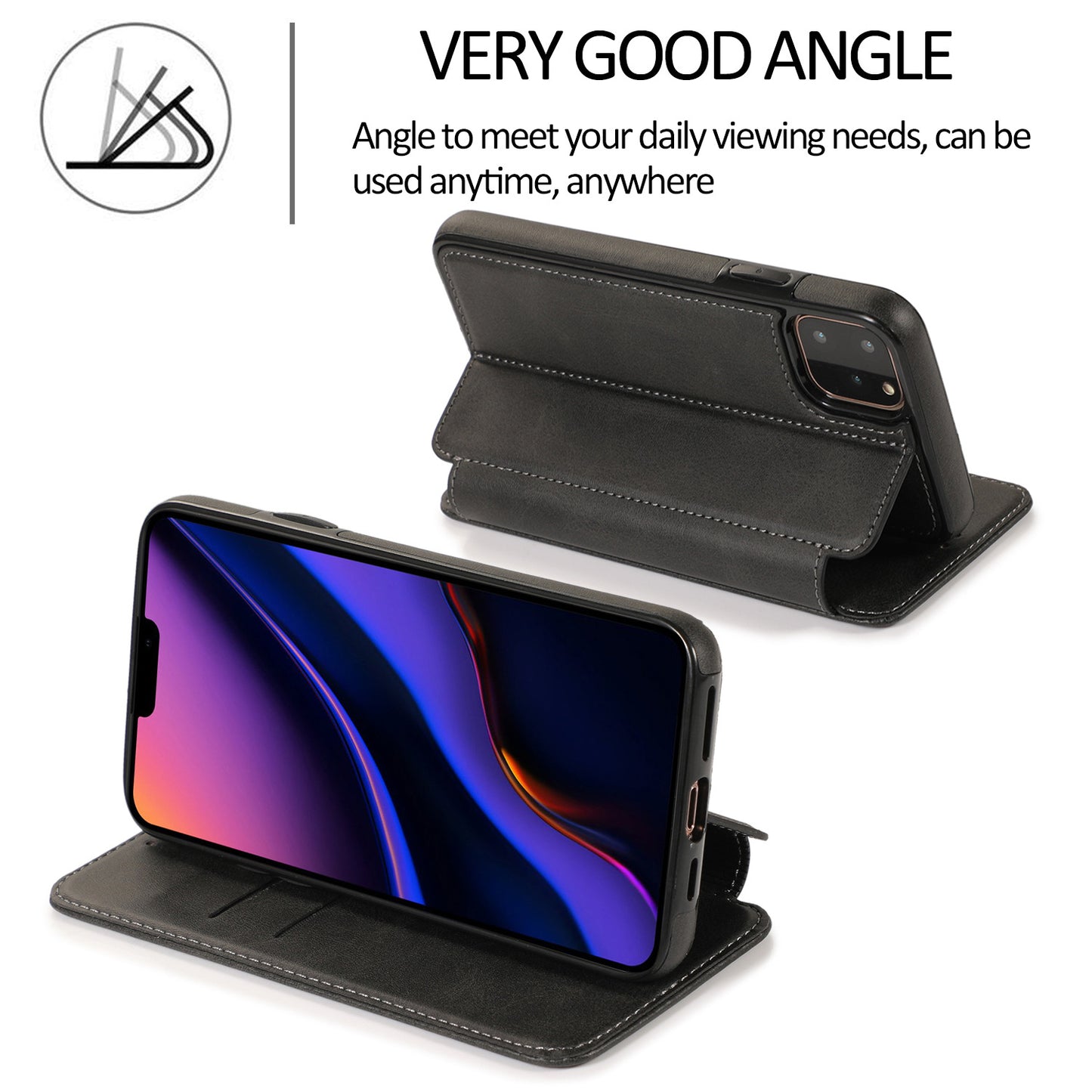 Suitable for IP13 phone protective case, Apple 14PRO flip phone case, 14PROMAX card insertion phone leather case by eprolo