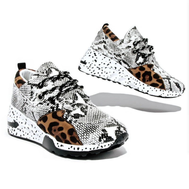 Women's Plus Size Platform Mixed-color Sneakers Stylish Lightweight Running Shoes Lace-up Front Flats by eprolo