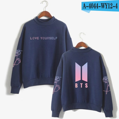 BTS Love Yourself Kpop Women Turtleneck Hoodies Sweatshirts Hoodies Streetwear Hip-Hop Bangtan Boys Jimin Clothes