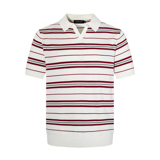 Striped short sleeved V-neck polo shirt by eprolo