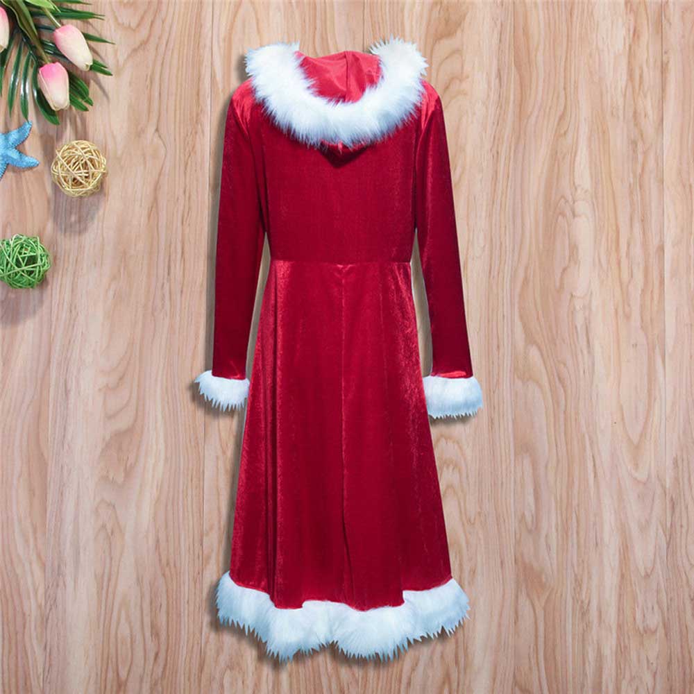 Christmas Mother Daughter Red Dress Santa Velvet Family Matching Clothes Happy New Year Party Vestidos WDC1669