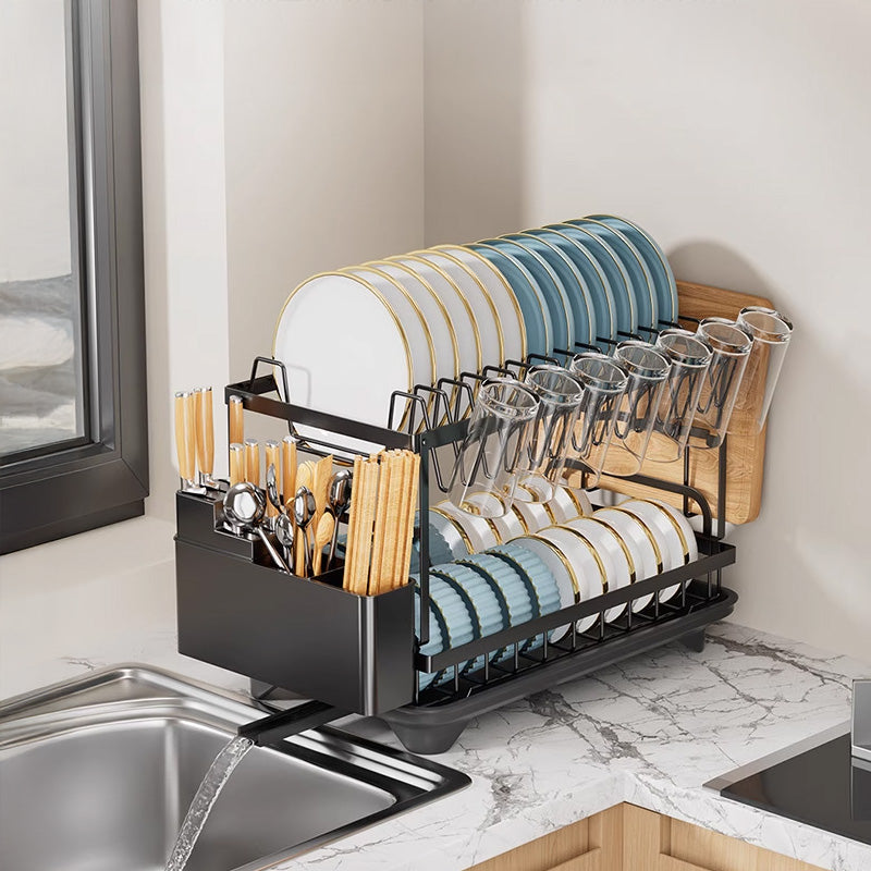 2-Tier Household Dish Rack: Countertop Storage with Drainboard by eprolo