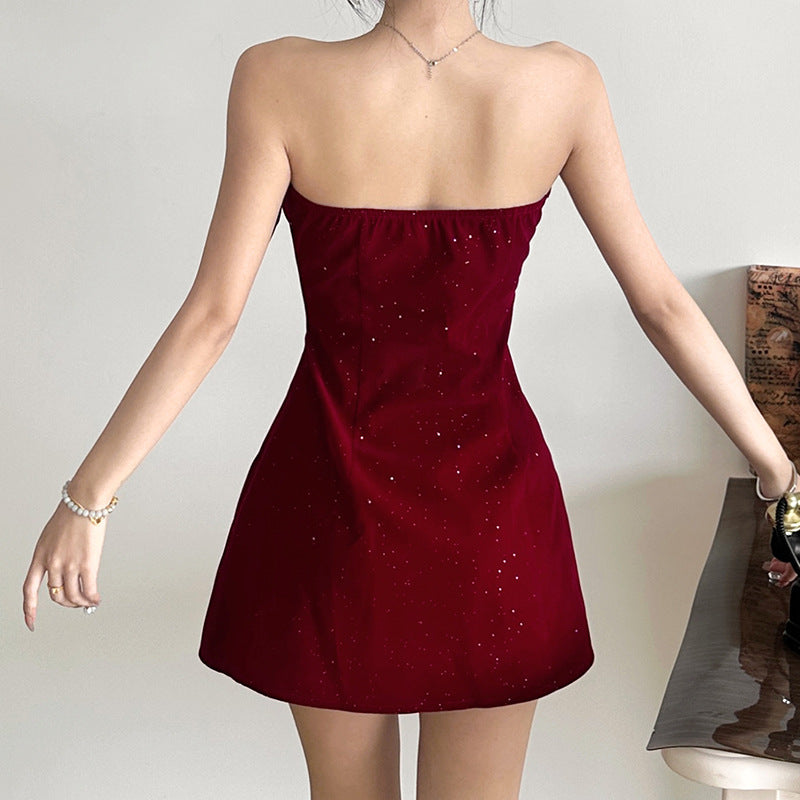 Solid Color Strapless High-Waist Elegant Chic Dress by eprolo