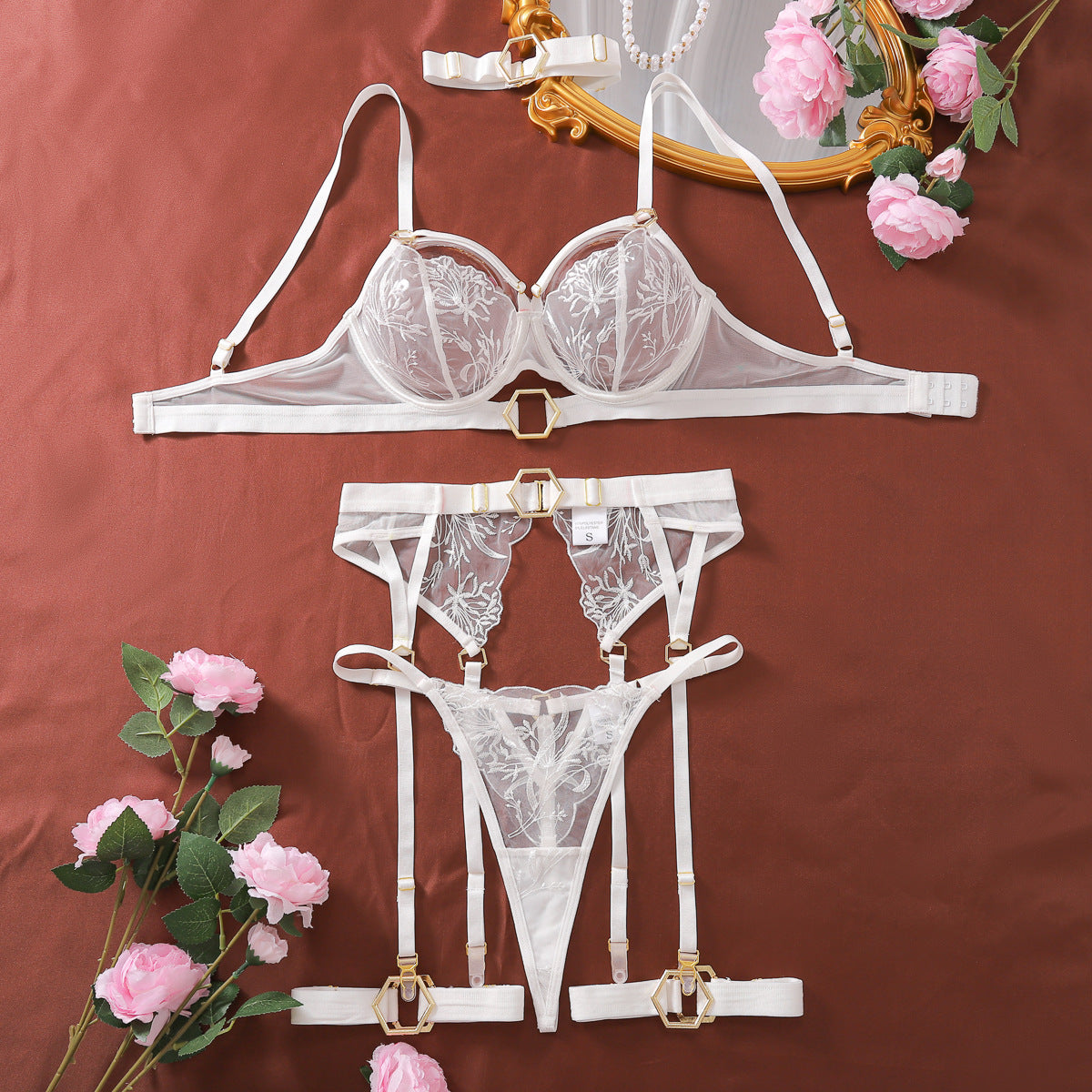 Sexy Lingerie Set with Metal Buckle, 5-Piece Bra Set by eprolo