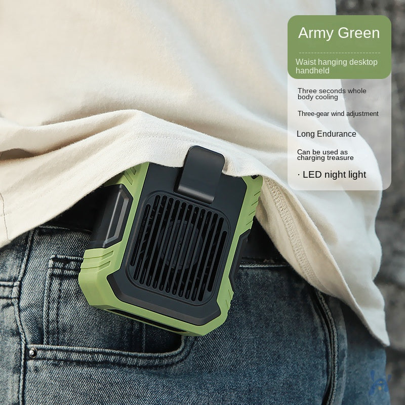 Hanging clip type fan waist mounted leaf free lazy person USB charging outdoor portable mini desktop handheld small fan by eprolo