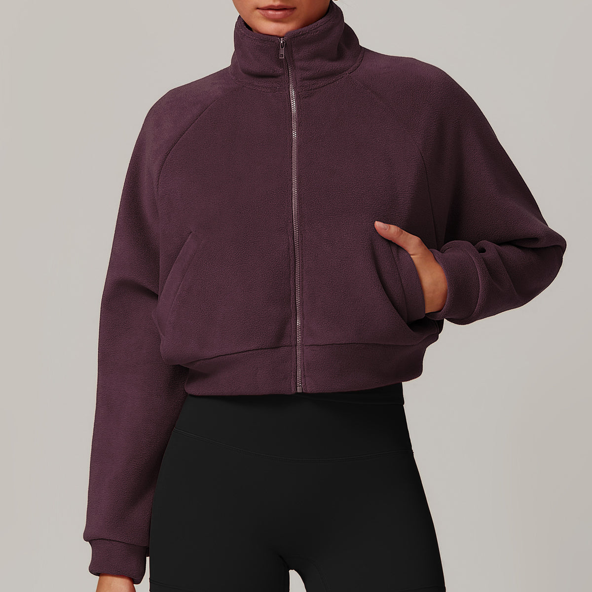 Stand up yoga suit, warm jacket, women's running windproof top with fleece sports and fitness jacket by eprolo