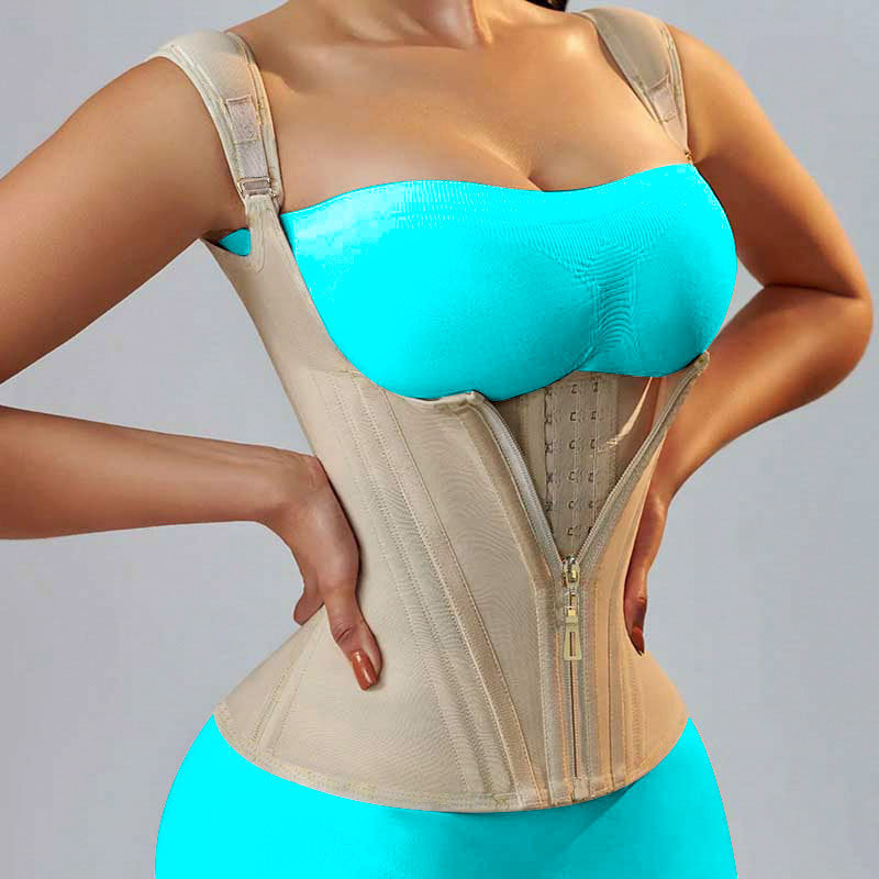 Double Layer Steel Bone Slimming Waist Training Shaping Top with Abdominal Support Latex Shapewear Vest by eprolo