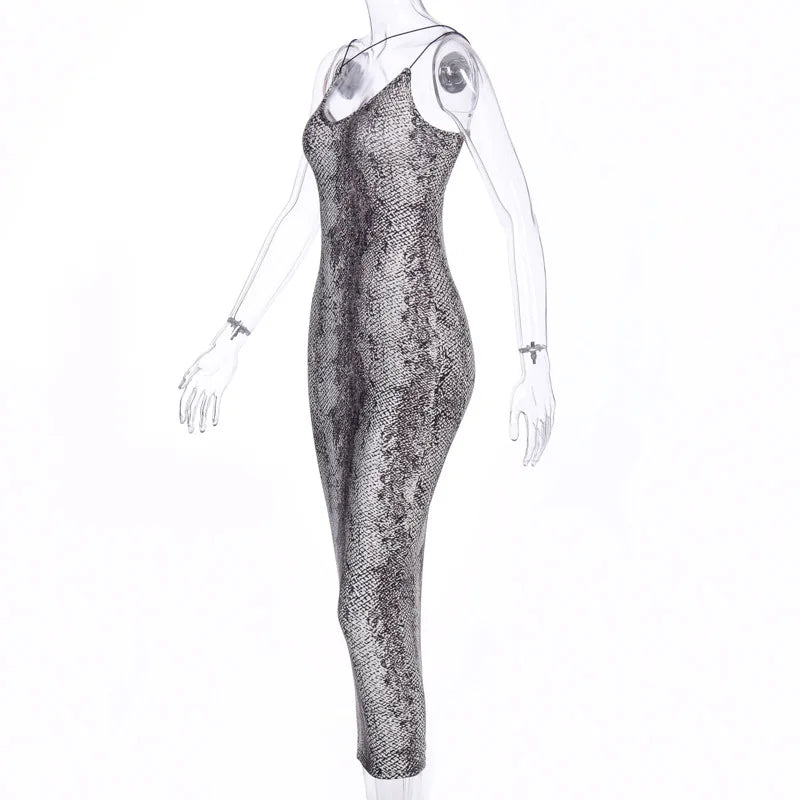 leopard print sleeveless V-neck midi dress spring women fashion streetwear by DERILUJA LLC