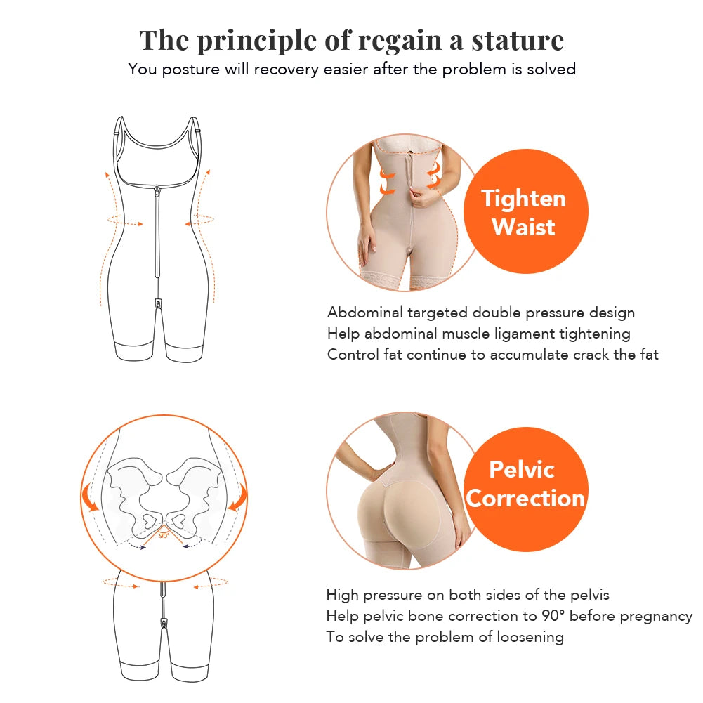 Straps Full Body Shaper Tummy Slimming Postpartum Stage 3 Girdle Push Up Butt Lifter Shapewear by DERILUJA LLC
