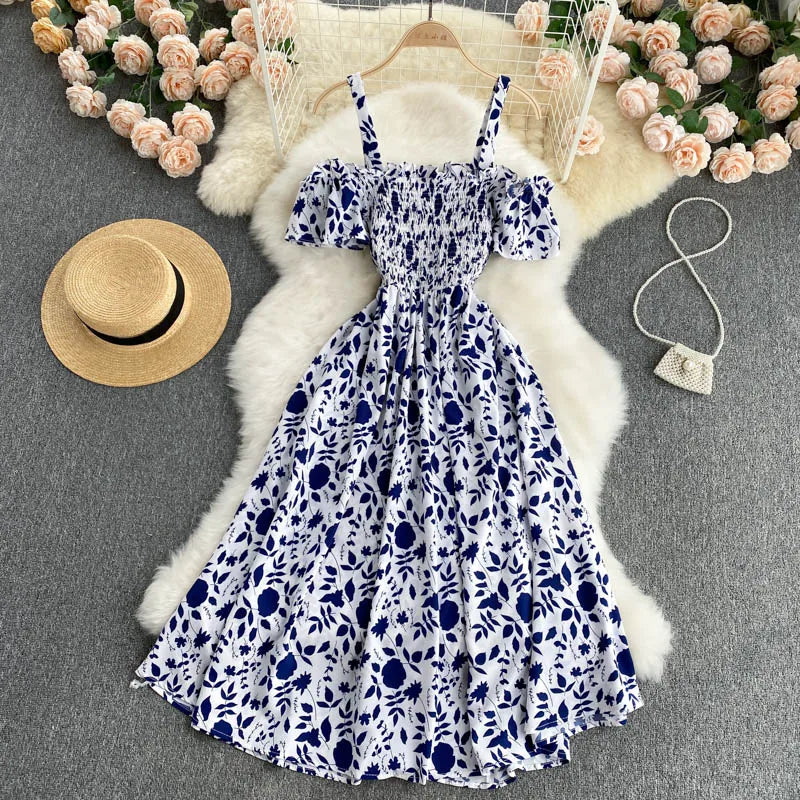 Summer 2026 Midi Dress Women Casual Off Shoulder Short Sleeve Vacation Beach Robe Female Clothing by DERILUJA LLC
