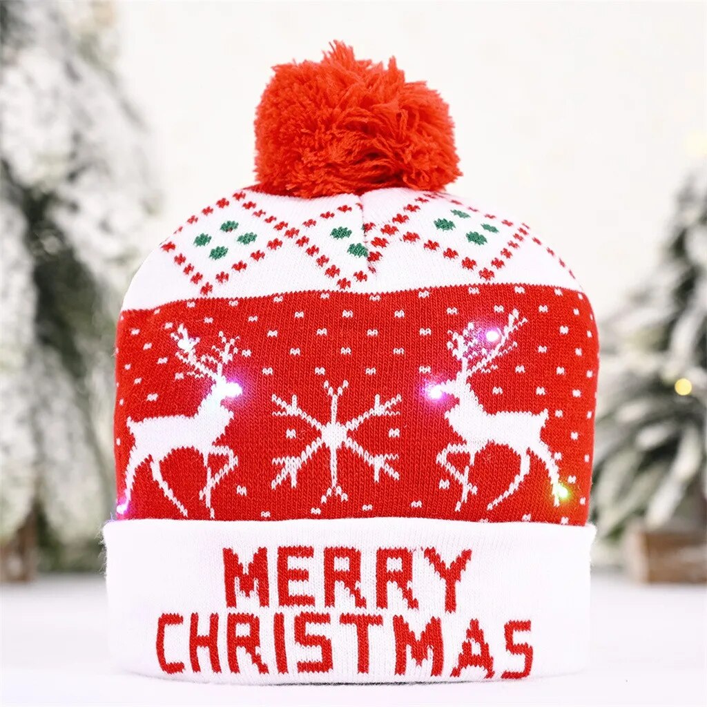 Christmas Hats Knitted Hats With LED Light Flash Lamp jd