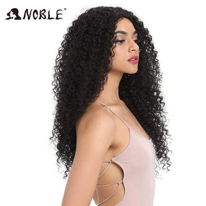 Noble Hair 26"Inch Synthetic Lace Wig For Black Wig African American Long Kinky Curly Heat Resistant Fiber Wigs For Black Women