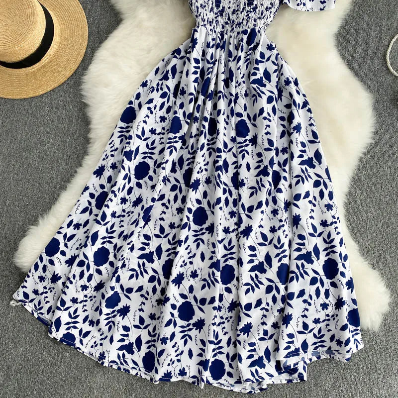 Summer 2026 Midi Dress Women Casual Off Shoulder Short Sleeve Vacation Beach Robe Female Clothing by DERILUJA LLC