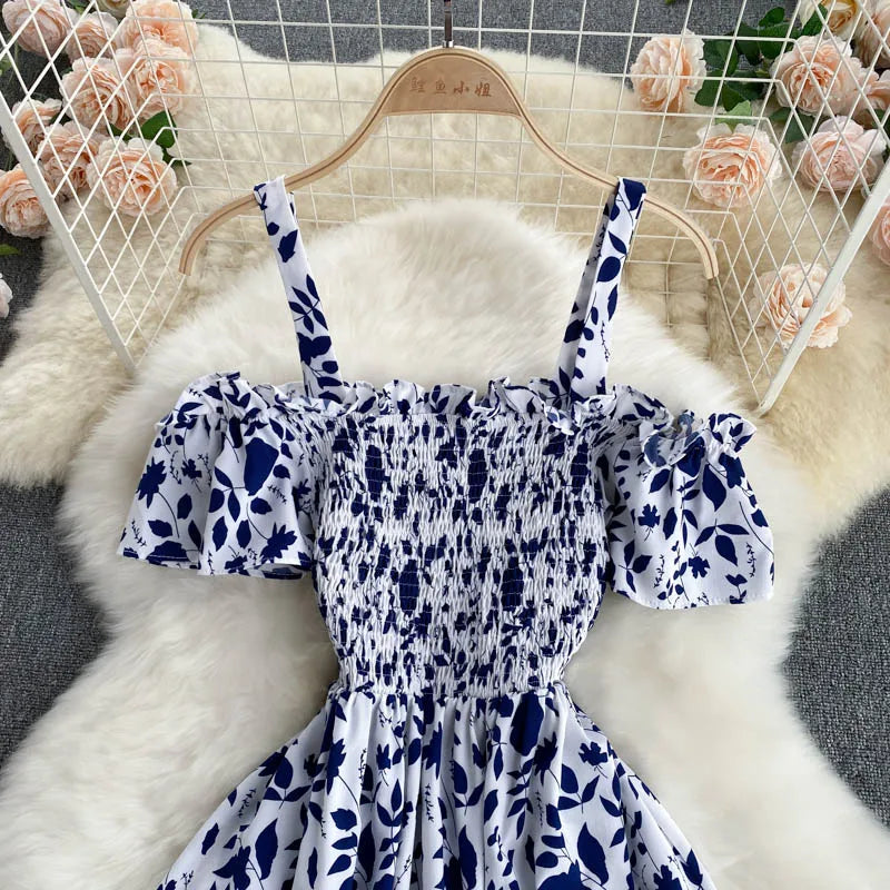 Summer 2026 Midi Dress Women Casual Off Shoulder Short Sleeve Vacation Beach Robe Female Clothing by DERILUJA LLC