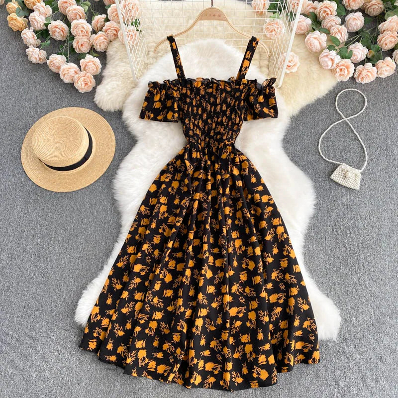 Summer 2026 Midi Dress Women Casual Off Shoulder Short Sleeve Vacation Beach Robe Female Clothing by DERILUJA LLC