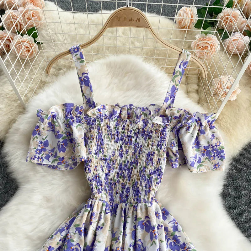 Summer 2026 Midi Dress Women Casual Off Shoulder Short Sleeve Vacation Beach Robe Female Clothing by DERILUJA LLC