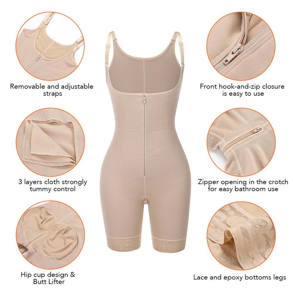 Straps Full Body Shaper Tummy Slimming Postpartum Stage 3 Girdle Push Up Butt Lifter Shapewear by DERILUJA LLC