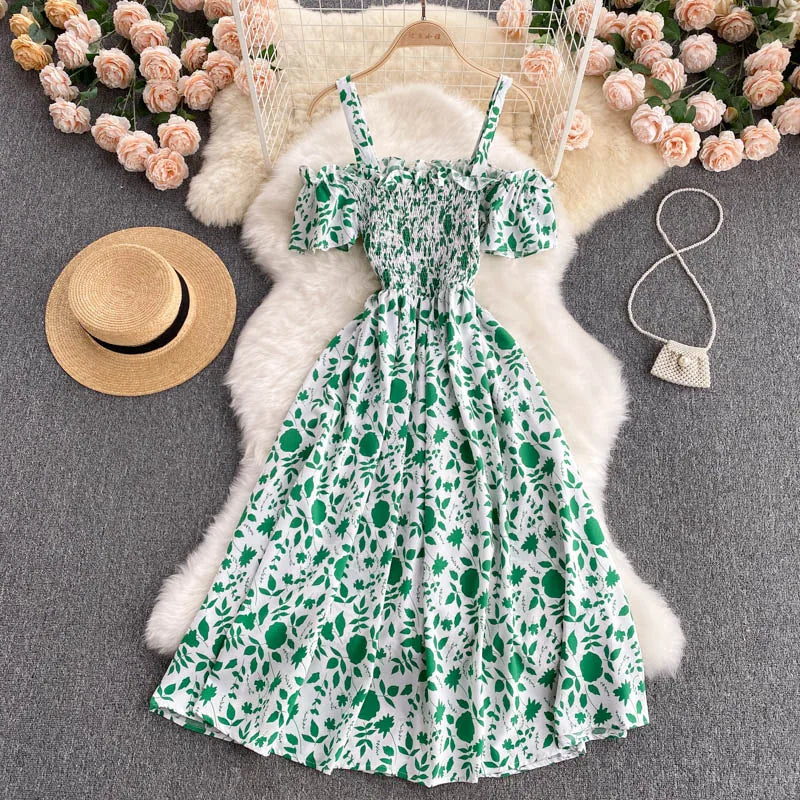 Summer 2026 Midi Dress Women Casual Off Shoulder Short Sleeve Vacation Beach Robe Female Clothing by DERILUJA LLC
