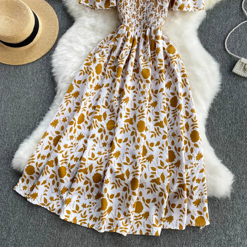 Summer 2026 Midi Dress Women Casual Off Shoulder Short Sleeve Vacation Beach Robe Female Clothing by DERILUJA LLC