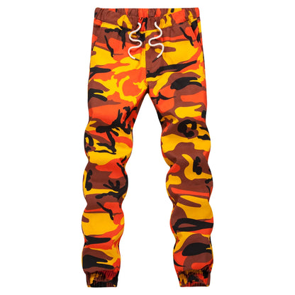 Ins Orange Camouflage Jogger Pants Men Hip Hop Woven Casual Pants Tactical Military Trouser Pockets Cotton 2024 Sweatpants mmm