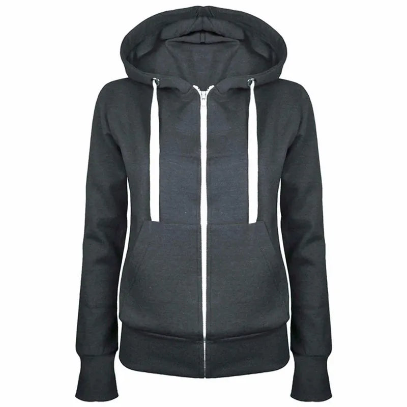 2023 Fashion Trend Zipper Hooded  Long-sleeved Plus Cashmere Sweater Coat