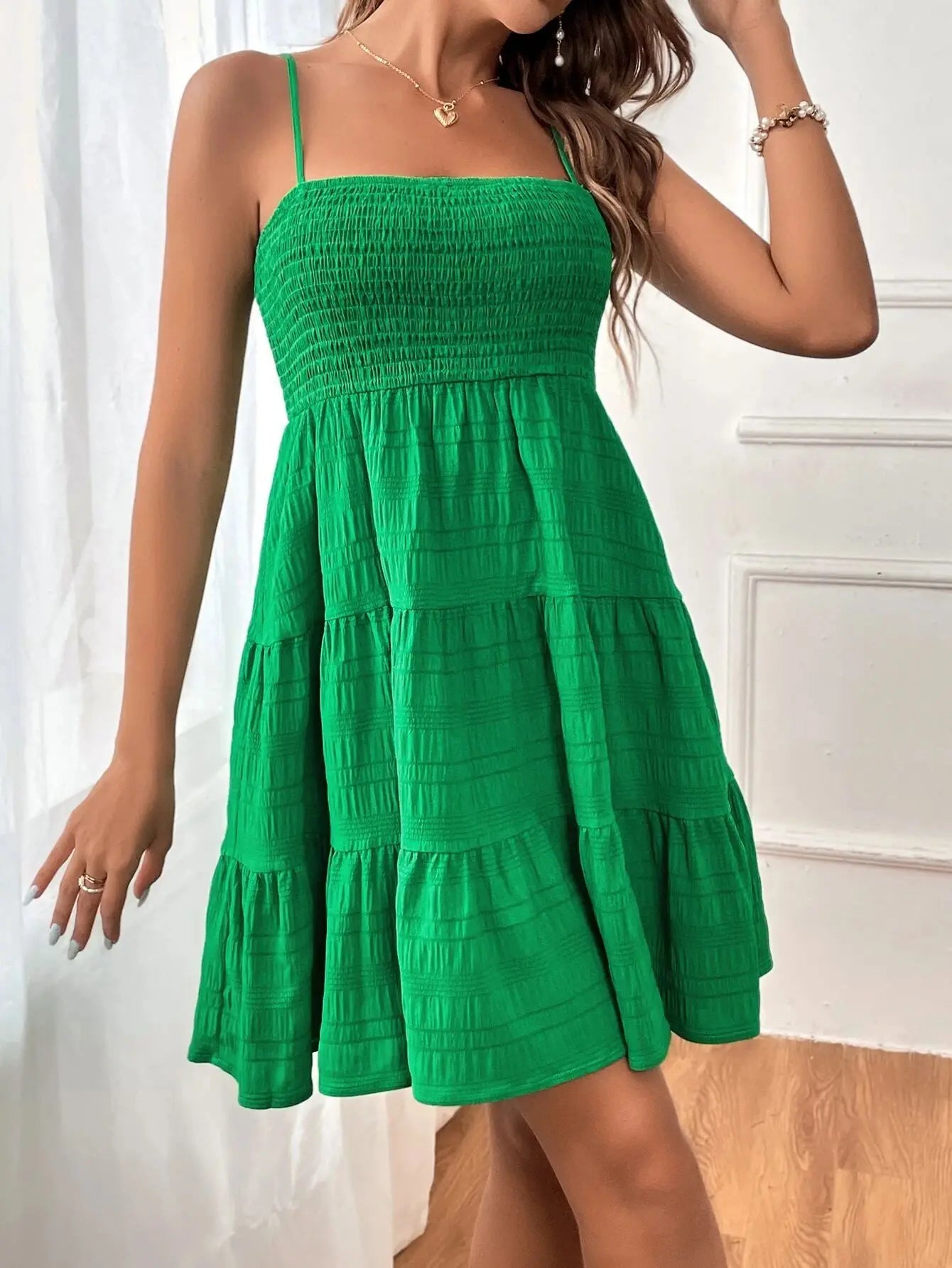 Women's Slim Fit Summer Dress Sexy Spicy Girl Streetwear with Woven Suspenders for Party or Tourist Visits Solid Color by DERILUJA LLC