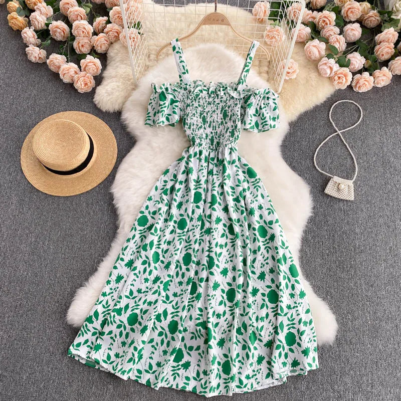 Summer 2026 Midi Dress Women Casual Off Shoulder Short Sleeve Vacation Beach Robe Female Clothing by DERILUJA LLC