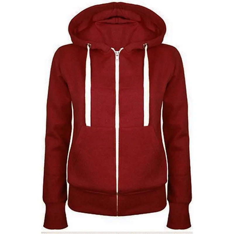 2023 Fashion Trend Zipper Hooded Long-sleeved Plus Cashmere Sweater Coat by My Store
