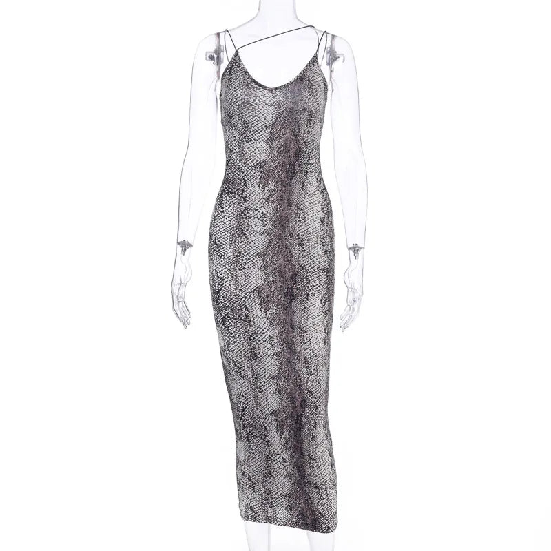 leopard print sleeveless V-neck midi dress spring women fashion streetwear by DERILUJA LLC