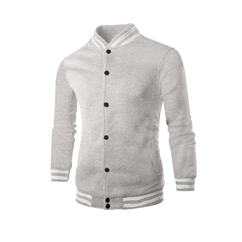 Cross-Border Men's Autumn and Winter Fleece American Retro Baseball Jacket Loose Casual Stand Collar Single-Breasted Men's Coat by DERILUJA LLC